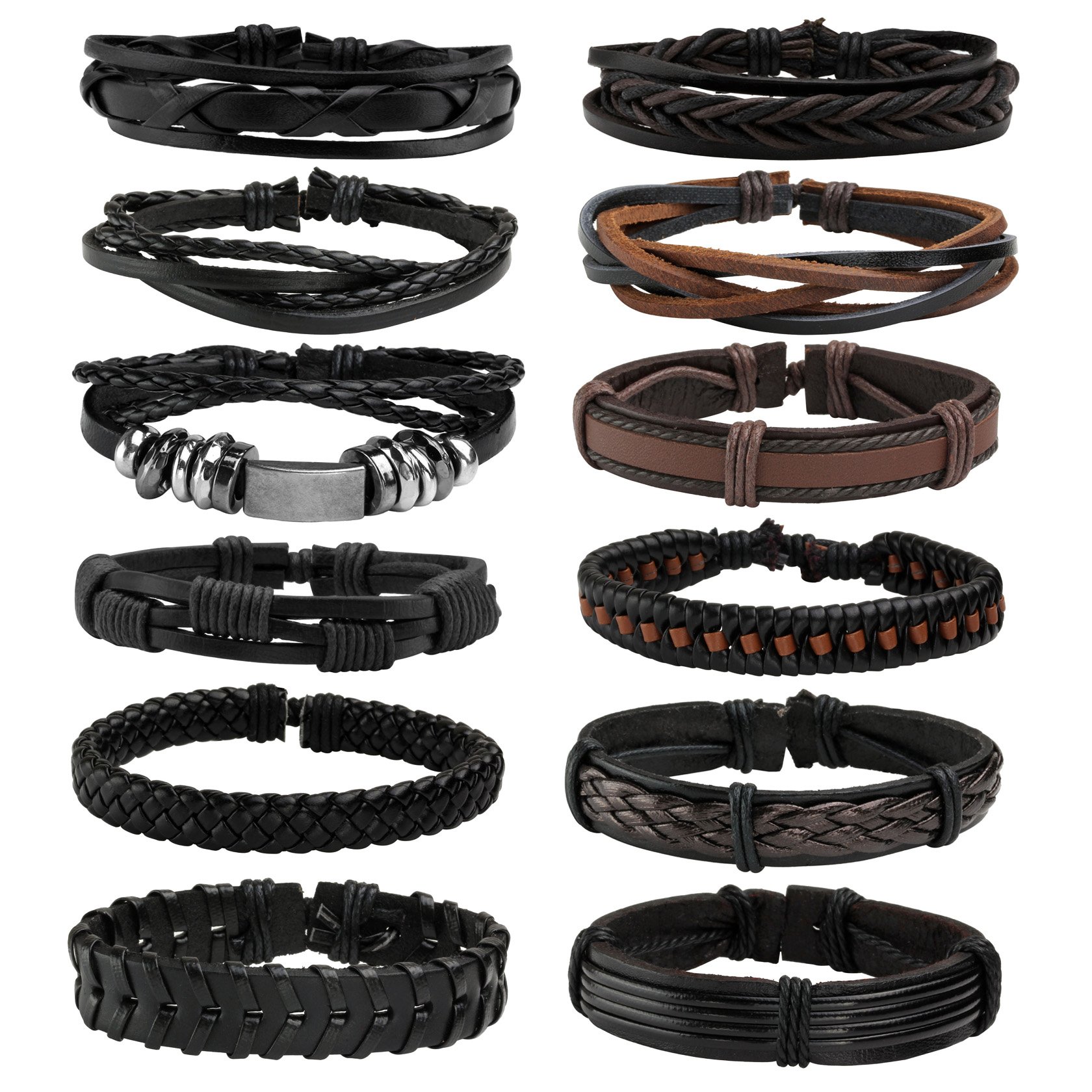 Algopix Similar Product 4 - MILAKOO Braided Leather Bracelet for