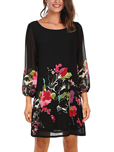 Algopix Similar Product 8 - DJT Womens Floral Pattern 34 Sleeve