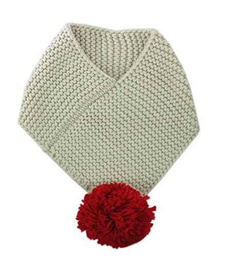 Algopix Similar Product 1 - Pom Pom Cute Kids Scarf - Cream & Red