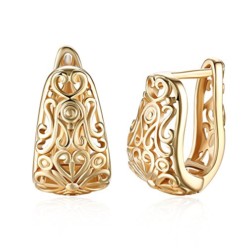 Algopix Similar Product 8 - Dainty Filigree Wide Hoop Earrings for