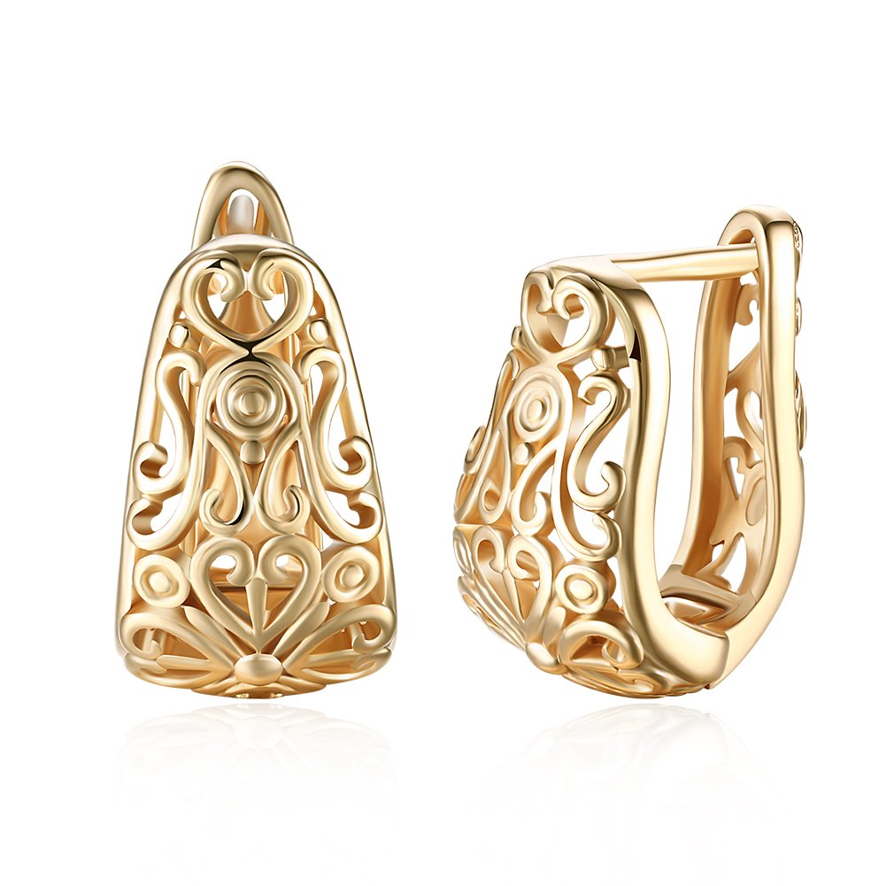 Algopix Similar Product 16 - Dainty Filigree Wide Hoop Earrings for