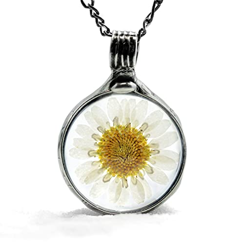 Algopix Similar Product 17 - Daisy Necklace for Women  Real Pressed