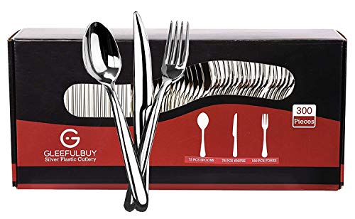 Algopix Similar Product 2 - Silver Plastic Cutlery  300 Piece Set