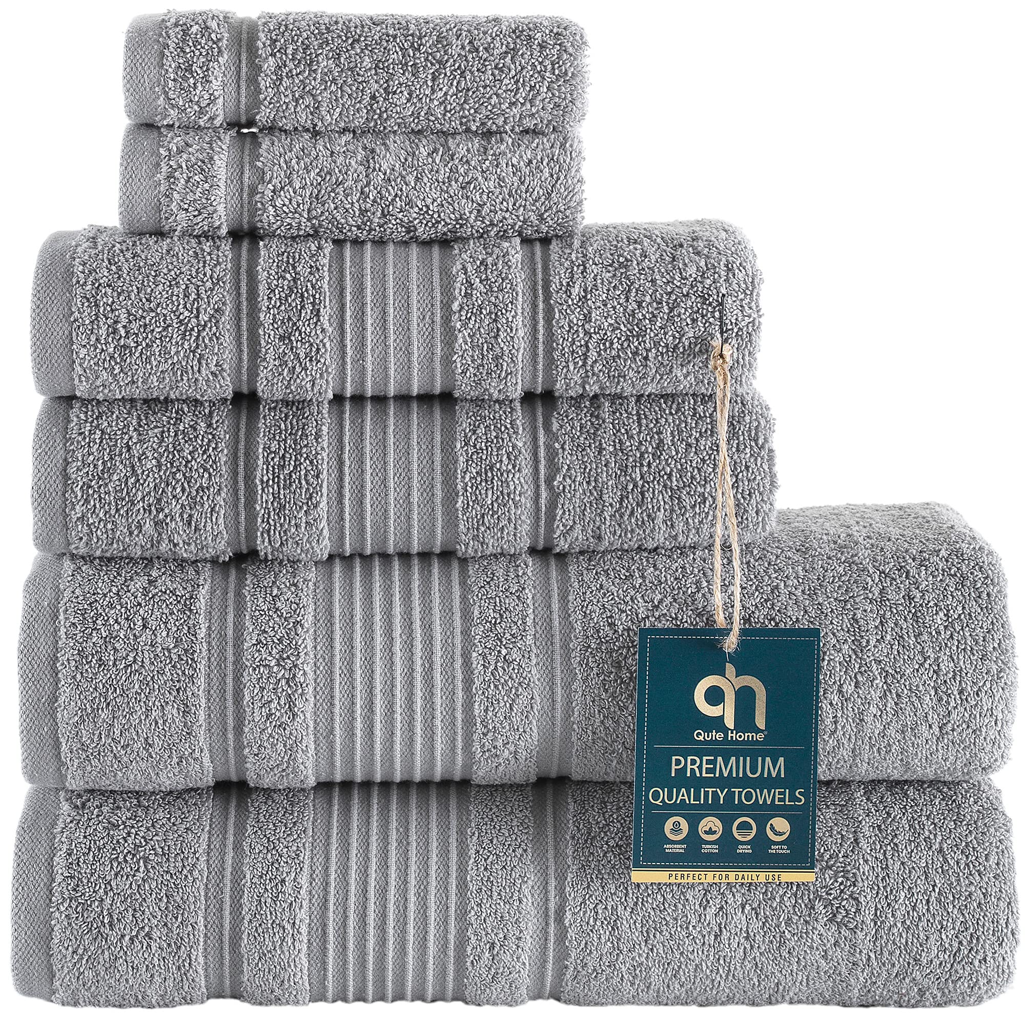 Algopix Similar Product 18 - Qute Home 6Piece Bath Towels Set 100