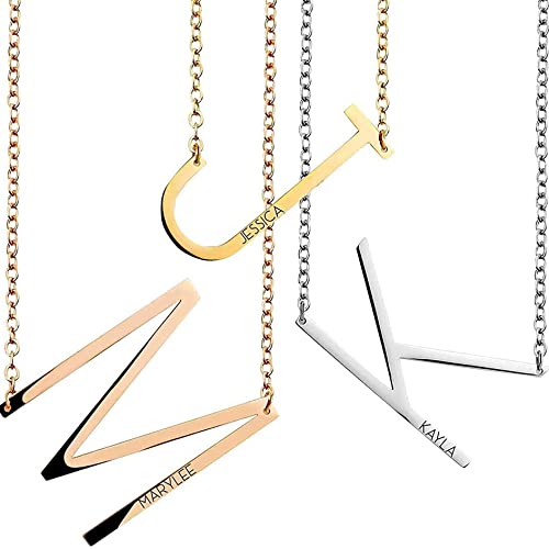 Algopix Similar Product 11 - Sideways Initial Necklace Women Letter