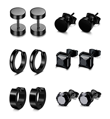 Algopix Similar Product 12 - Jstyle 6 Pairs Stainless Steel CZ Stud