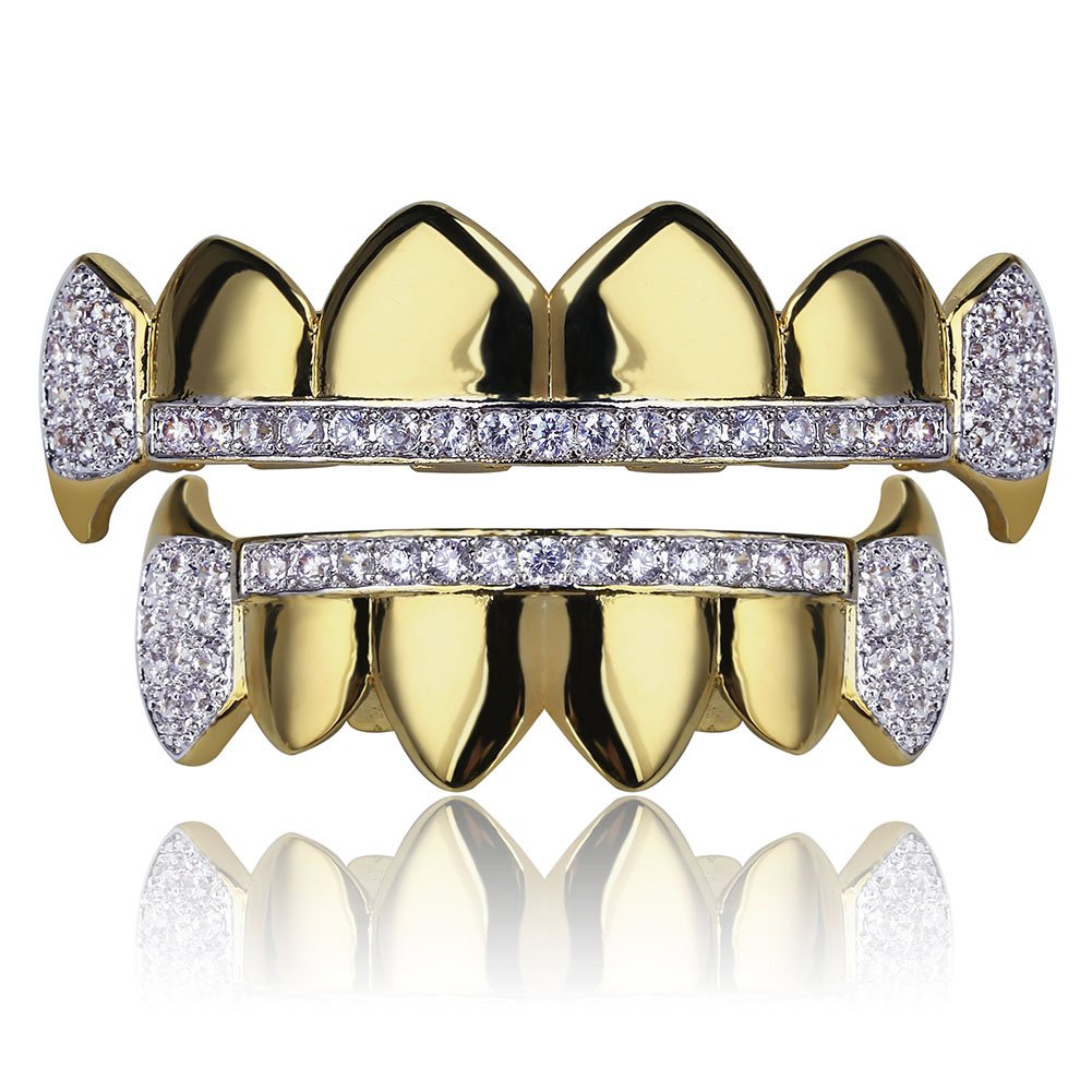 Algopix Similar Product 5 - TOPGRILLZ Gold Hip Hop Teeth Grillz