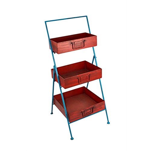 Algopix Similar Product 14 - Benzara Solid Metal 3 Tier Red and