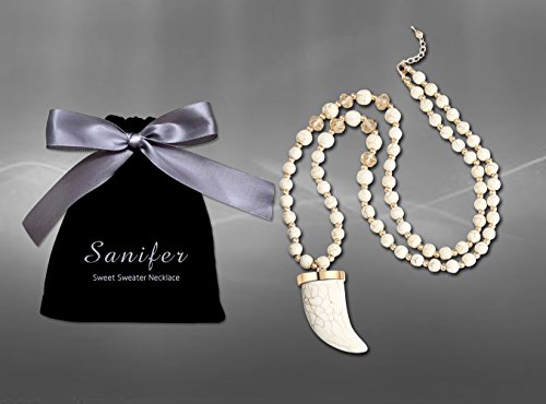 Algopix Similar Product 6 - Sanifer Long Bead Necklace Crescent