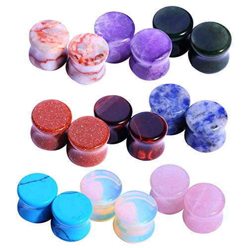 Algopix Similar Product 9 - BodyJ4You 18PC Stone Ear Plugs Double