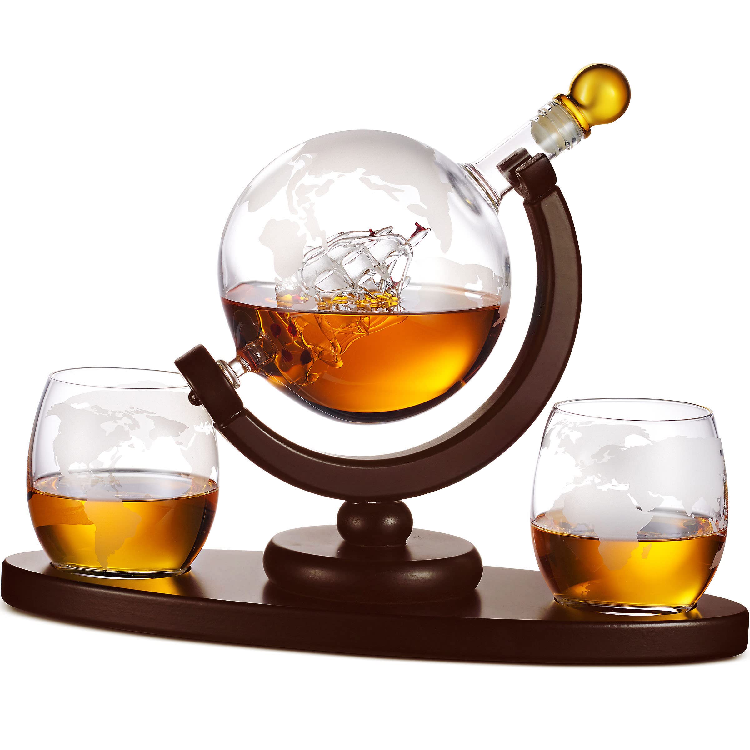 Algopix Similar Product 7 - Whiskey Decanter Globe Set with 2