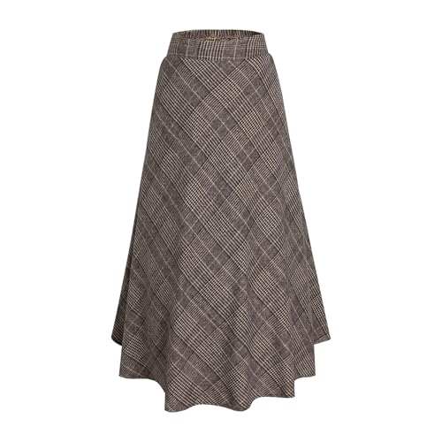 Algopix Similar Product 3 - Womens Winter Plaid Wool Long Skirt