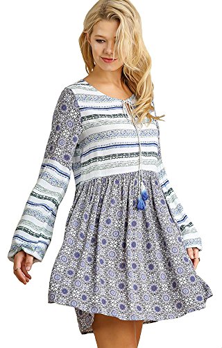 Algopix Similar Product 9 - Umgee Womens Tribal Long Puff Sleeves