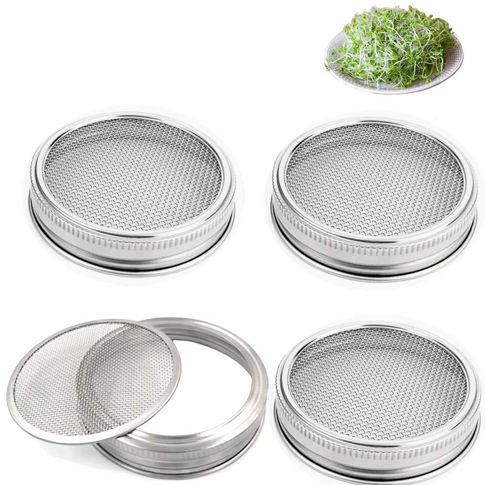 Algopix Similar Product 17 - Set of 4 Stainless Steel Sprouting Jar