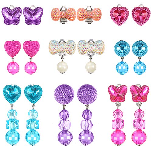 Algopix Similar Product 7 - Hicarer 9 Pairs Girls Clipon Earrings