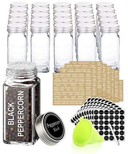 Algopix Similar Product 13 - SWOMMOLY 25 Glass Spice Jars with 703
