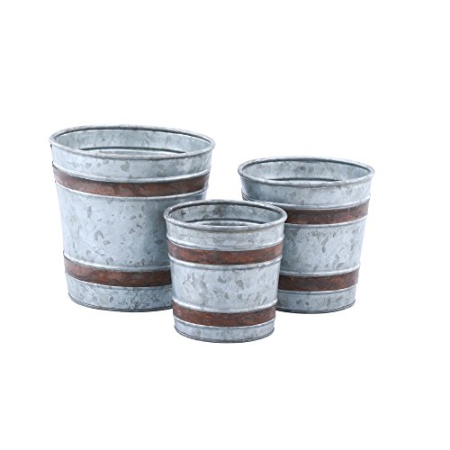 Algopix Similar Product 9 - Benzara Vintage Style Galvanized Pots