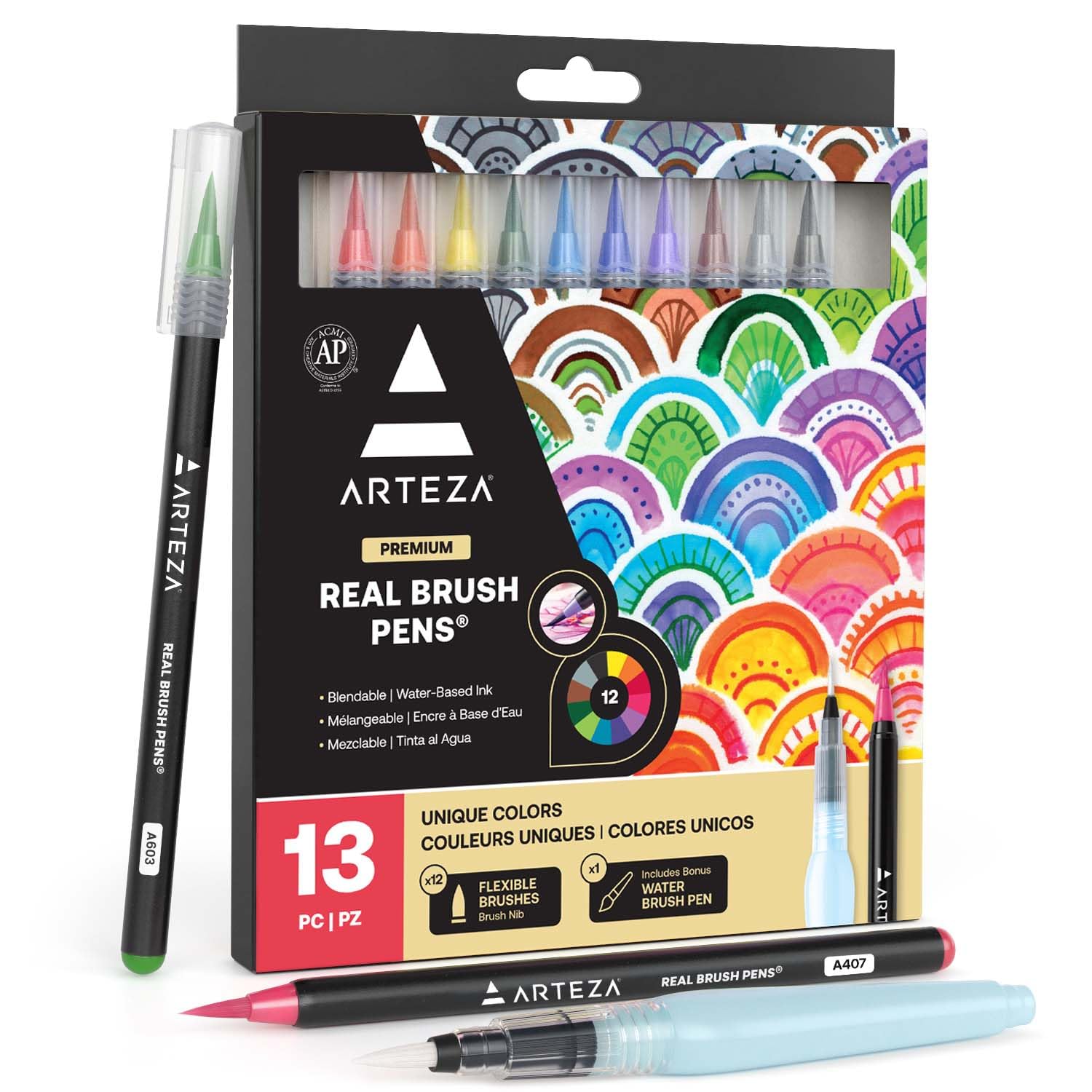 Algopix Similar Product 4 - ARTEZA Real Brush Pens 12 Watercolor