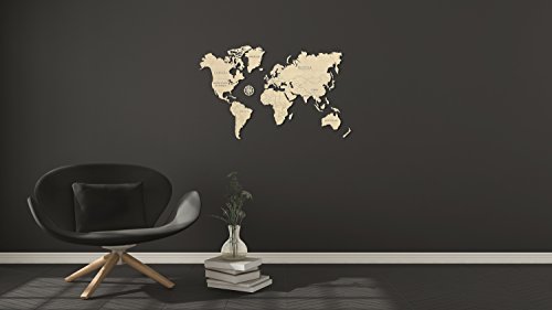 Algopix Similar Product 10 - MONDE CARTE EN BOIS M (57 x 38 cm)