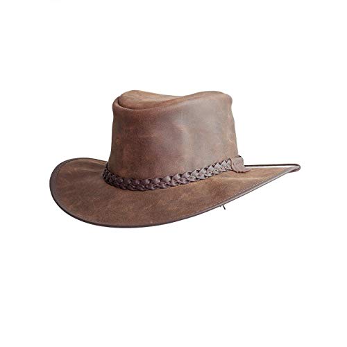 Algopix Similar Product 4 - Crusher Outback Leather Hat for Men and