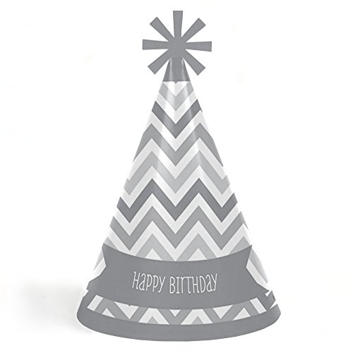Algopix Similar Product 18 - Chevron Gray  Cone Happy Birthday