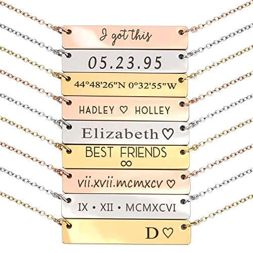 Algopix Similar Product 9 - Personalized Engraved Bar Necklace