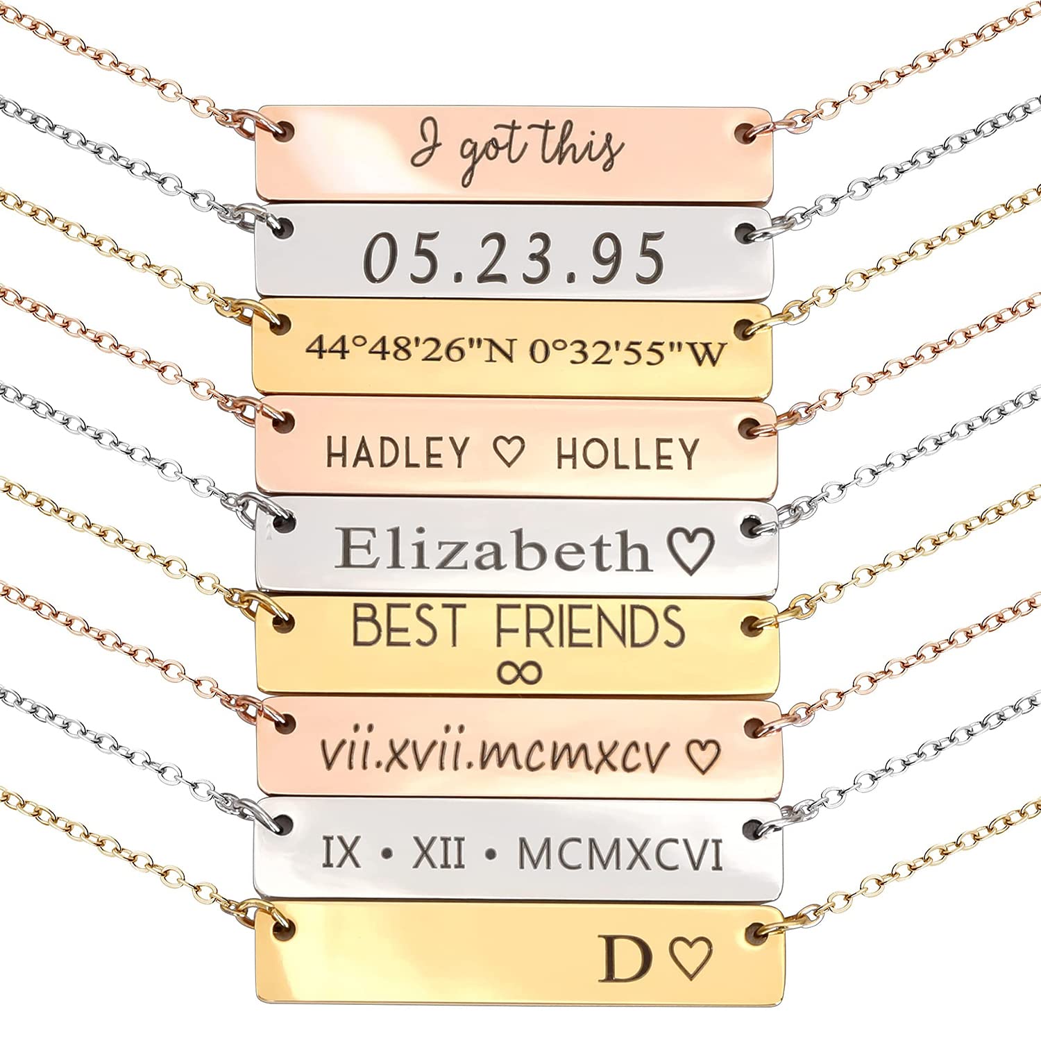 Algopix Similar Product 15 - Personalized Engraved Bar Necklace