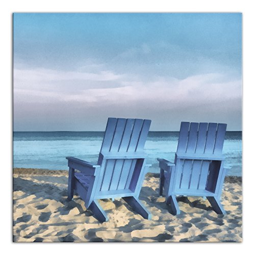 Algopix Similar Product 11 - Blue Beach Chairs 20x20 Canvas Wall Art