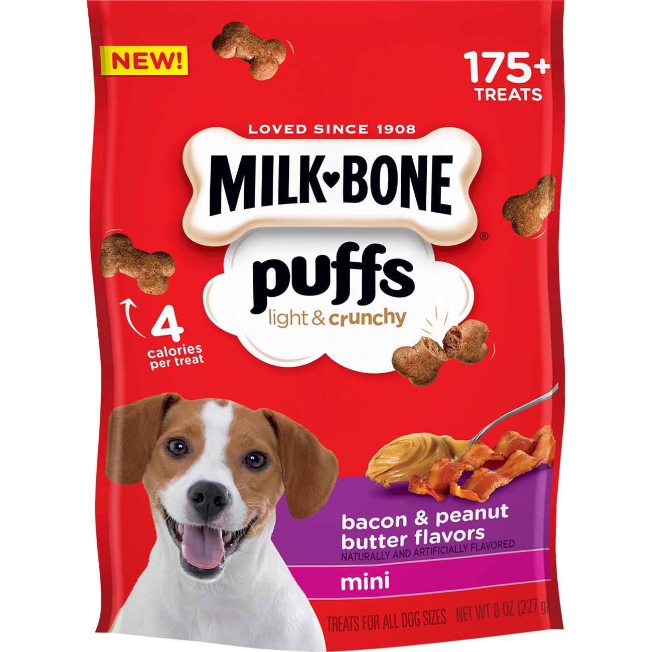 Algopix Similar Product 3 - MilkBone Puffs Dog Treats Bacon 