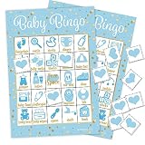 Algopix Similar Product 12 - Blue and Gold Boy Baby Shower Bingo