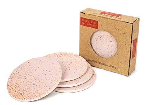 Algopix Similar Product 1 - Sweetzer  Orange Ceramic Coasters for