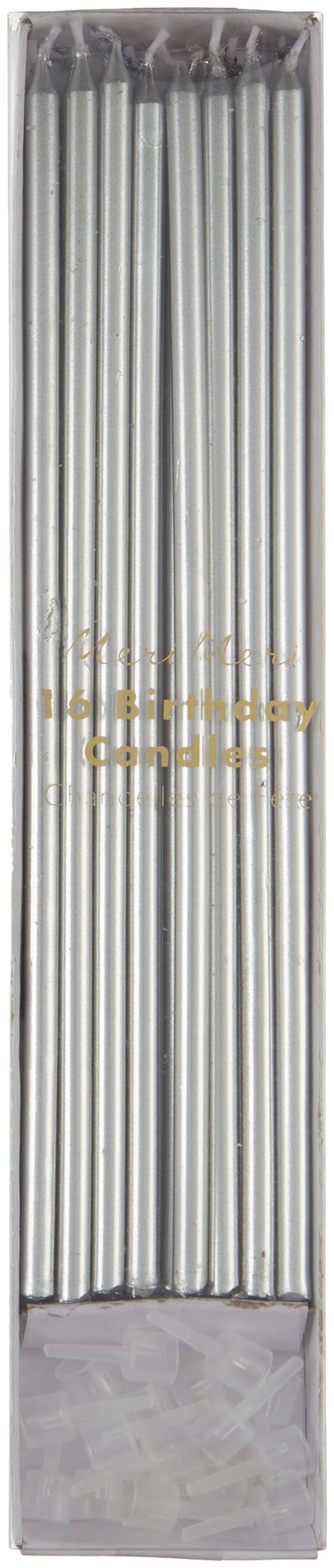 Algopix Similar Product 8 - Meri Meri Silver Long Candles Pack of