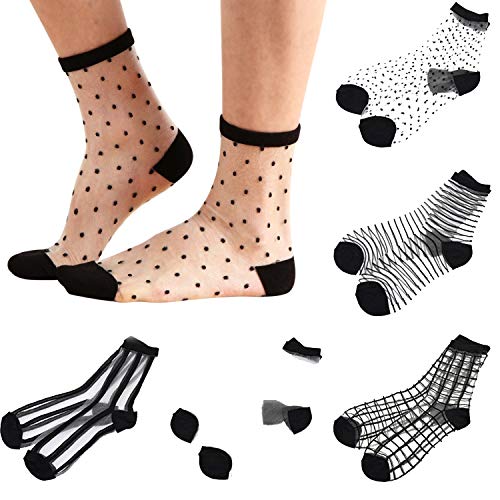 Algopix Similar Product 15 - Sheer Mesh Transparent Socks Women 