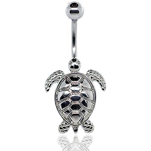 Algopix Similar Product 20 - Pierce2GO Silver 14G Sea Turtle Belly
