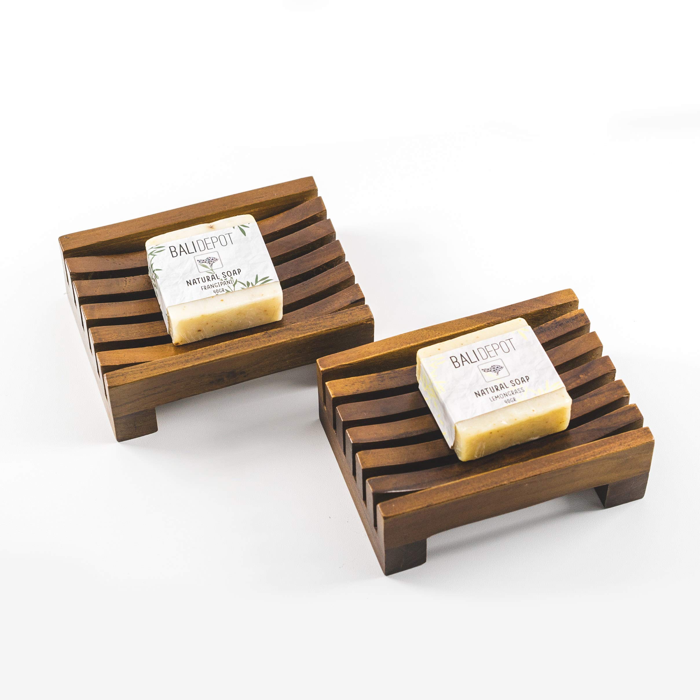 Algopix Similar Product 3 - Teak Soap Dish Gift Set  Bundle of 2