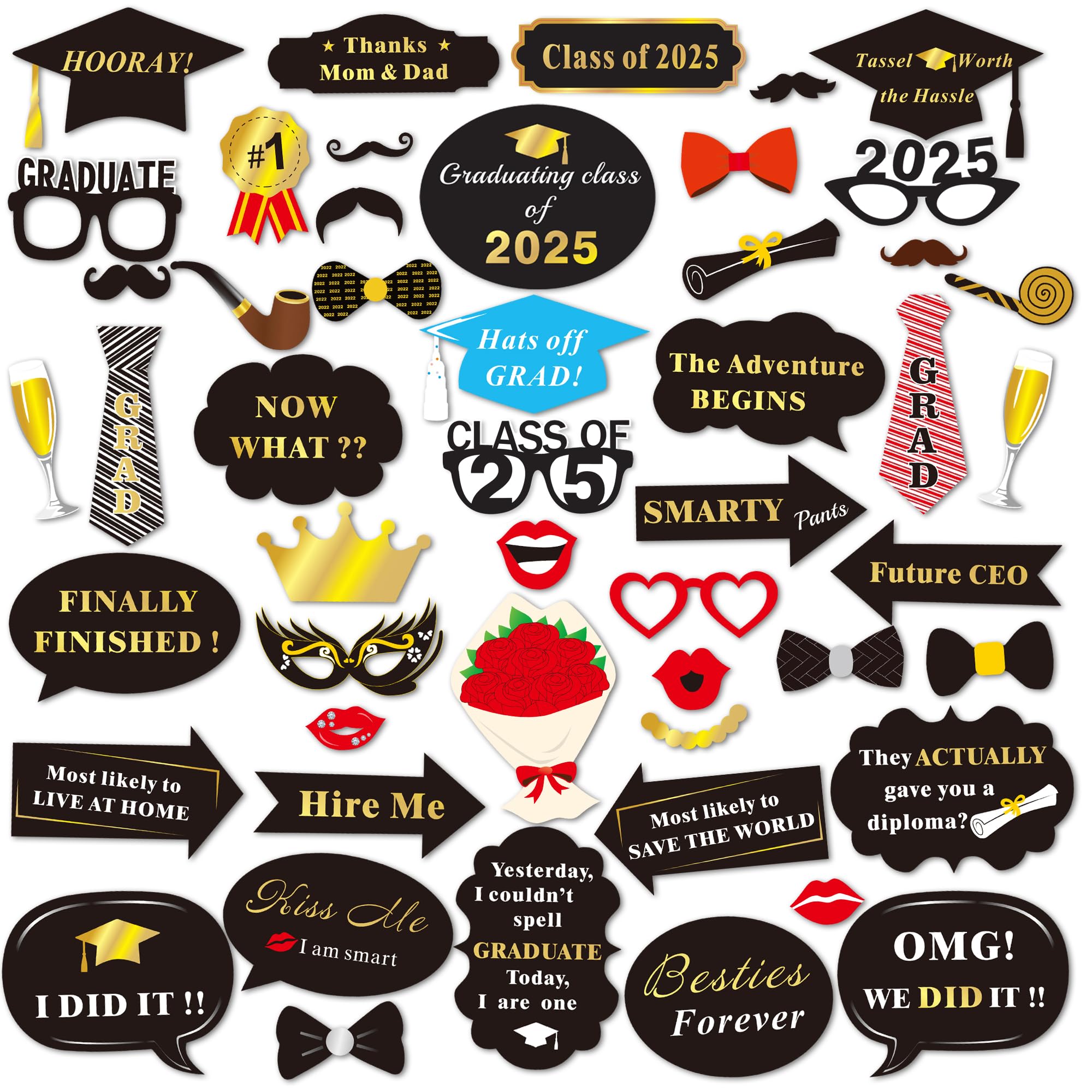 Algopix Similar Product 11 - Graduation Photo Booth Props 50Count