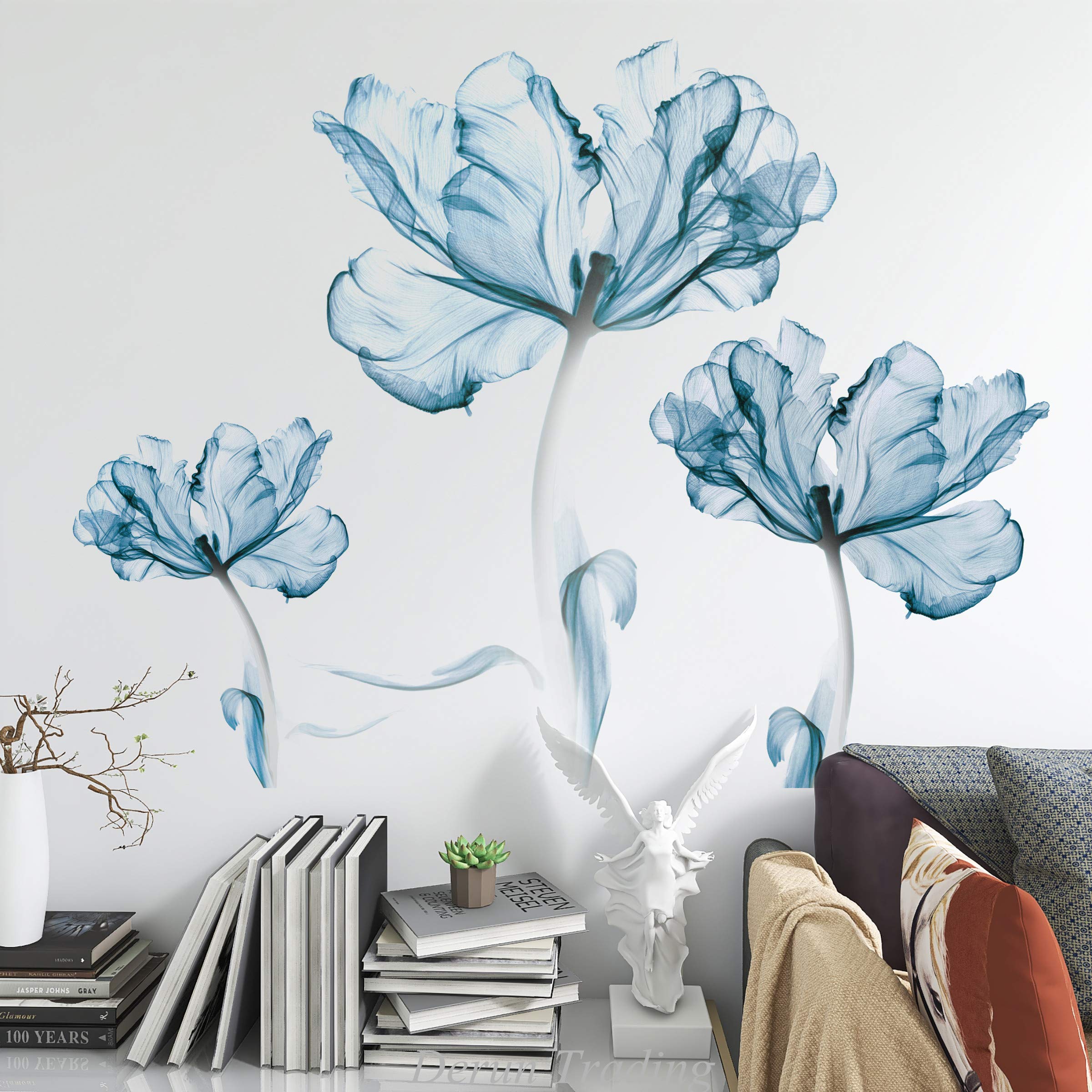 Algopix Similar Product 3 - DERUN Blue Flower Wall Stickers Sofa