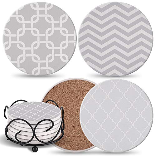Algopix Similar Product 8 - Grey Coasters for Drinks Absorbent 
