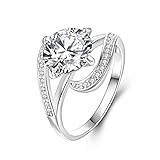 Algopix Similar Product 13 - Womens Rhodium Plated Round Cut Cubic