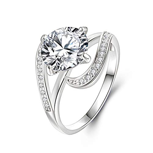 Algopix Similar Product 11 - Womens Rhodium Plated Round Cut Cubic