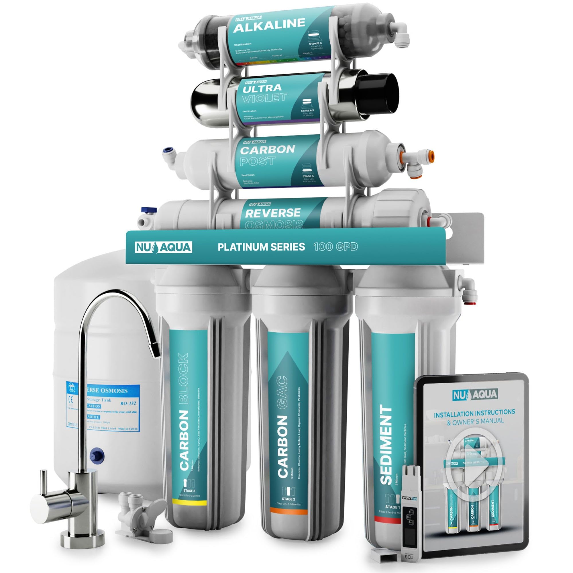 Algopix Similar Product 8 - NU Aqua 7Stage UV  Alkaline Under