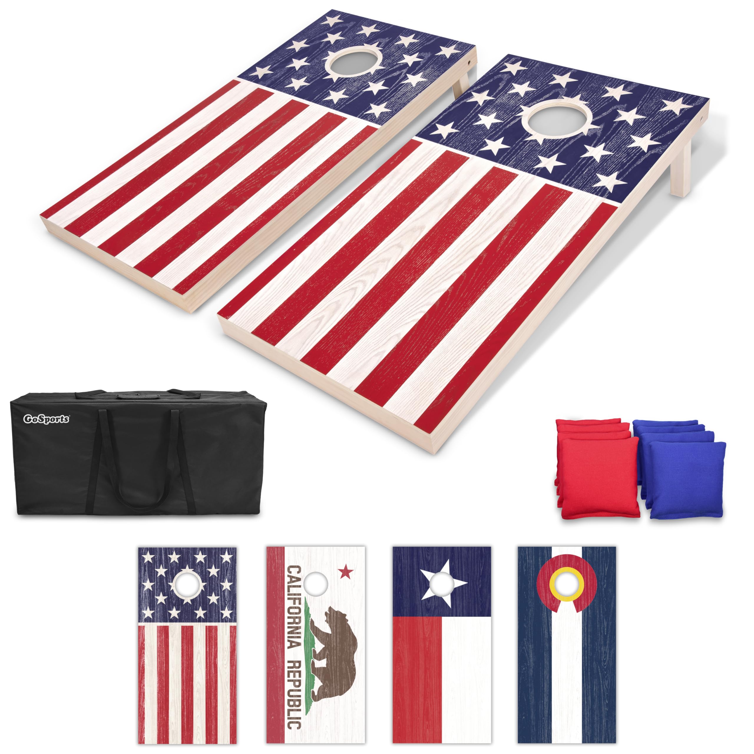 Algopix Similar Product 12 - GoSports Flag Series Wood Cornhole Sets