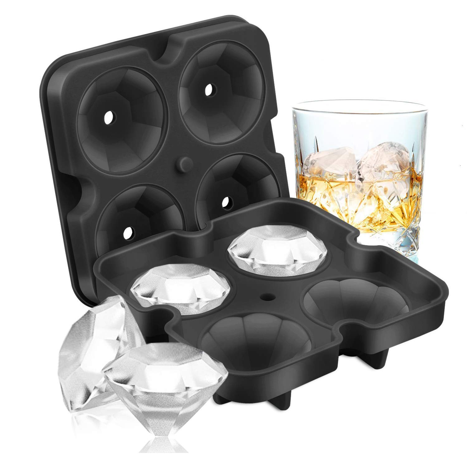 Algopix Similar Product 6 - SAWNZC Diamond Ice Cube Molds Reusable