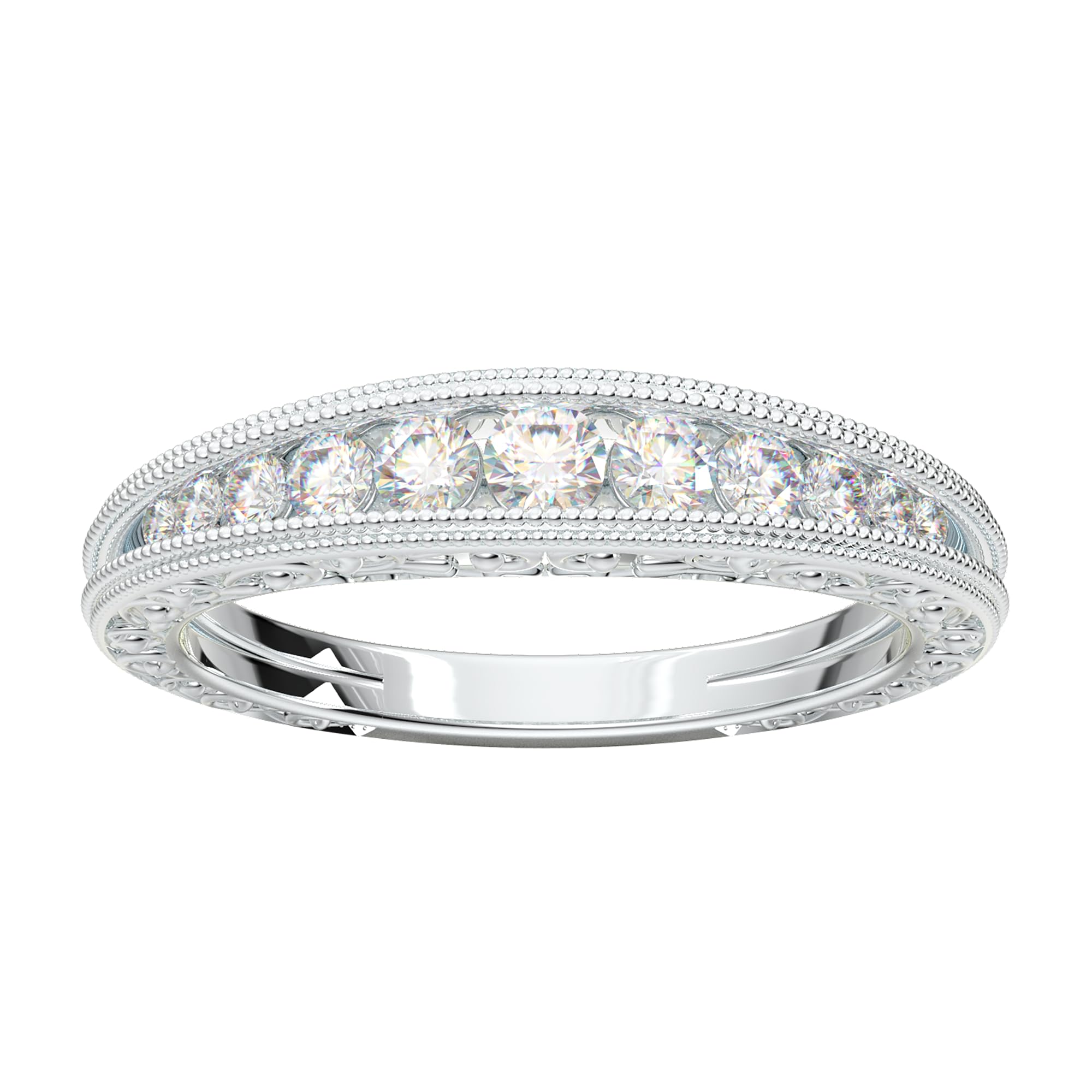 Algopix Similar Product 11 - White Gold Vintage Filigree Wedding
