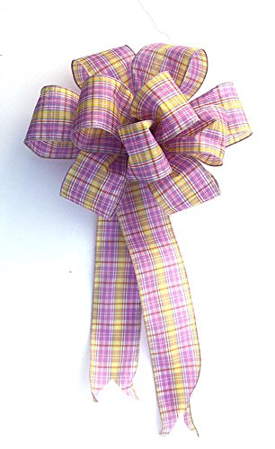 Algopix Similar Product 7 - Spring Lavender yellow plaid wired bow