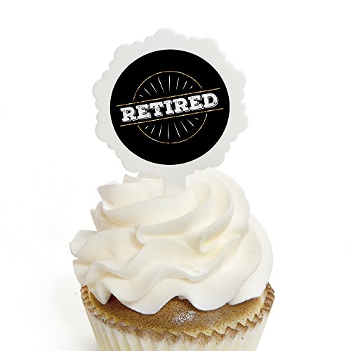 Algopix Similar Product 12 - Happy Retirement Cupcake Picks with