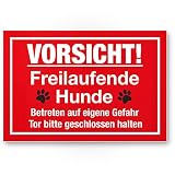 Algopix Similar Product 14 - Vorsicht freilaufende Hunde rot 
