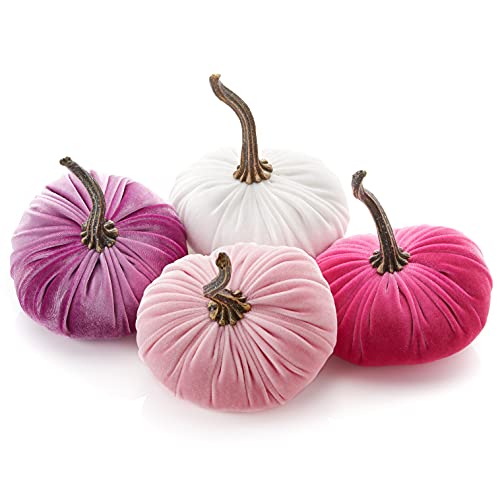 Algopix Similar Product 11 - Choose Set of 4 Small Velvet Pumpkins