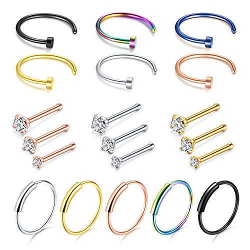 Algopix Similar Product 19 - DBella Nose Ring Hoop 22G Nose Rings