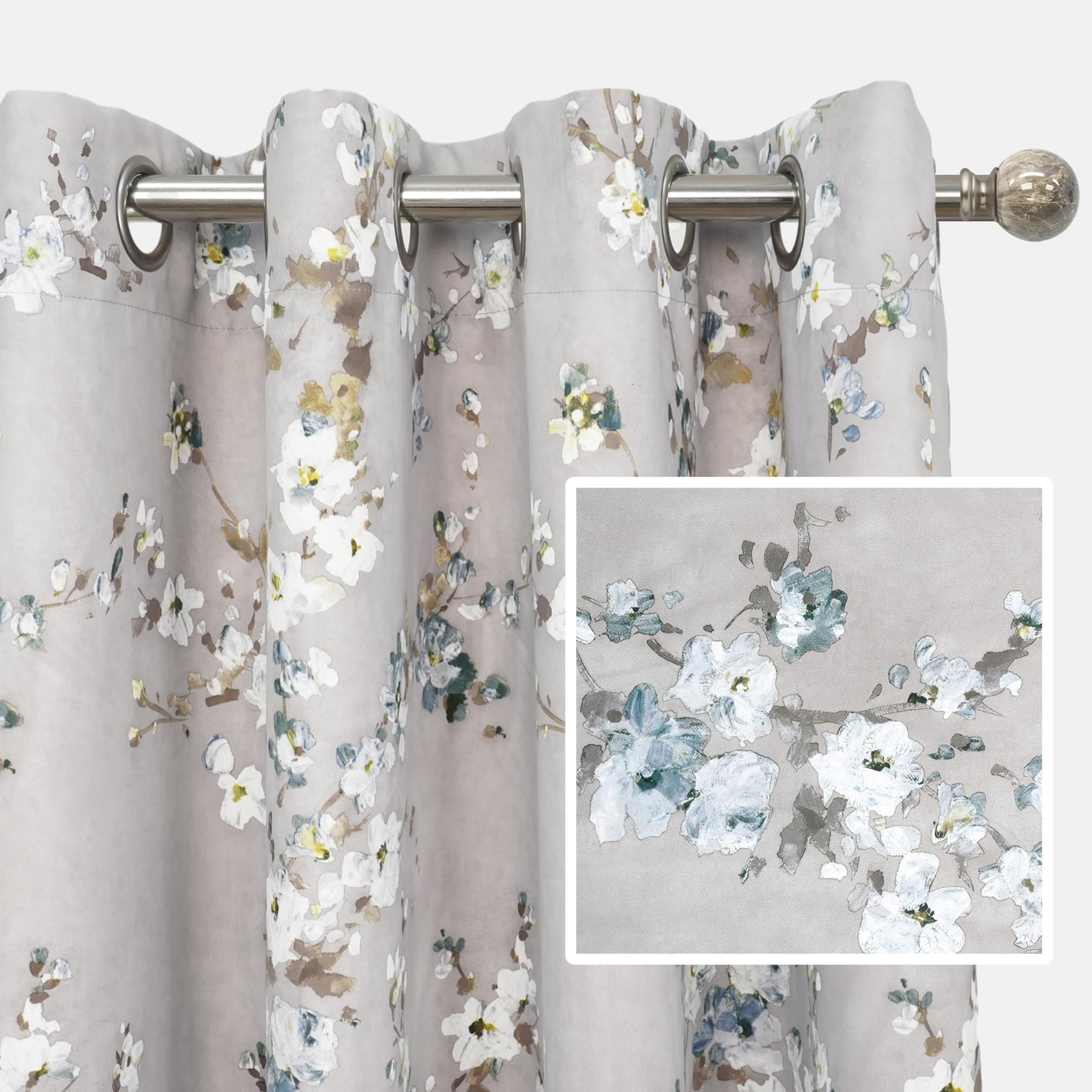 Algopix Similar Product 5 - DriftAway Floral Curtains for Living